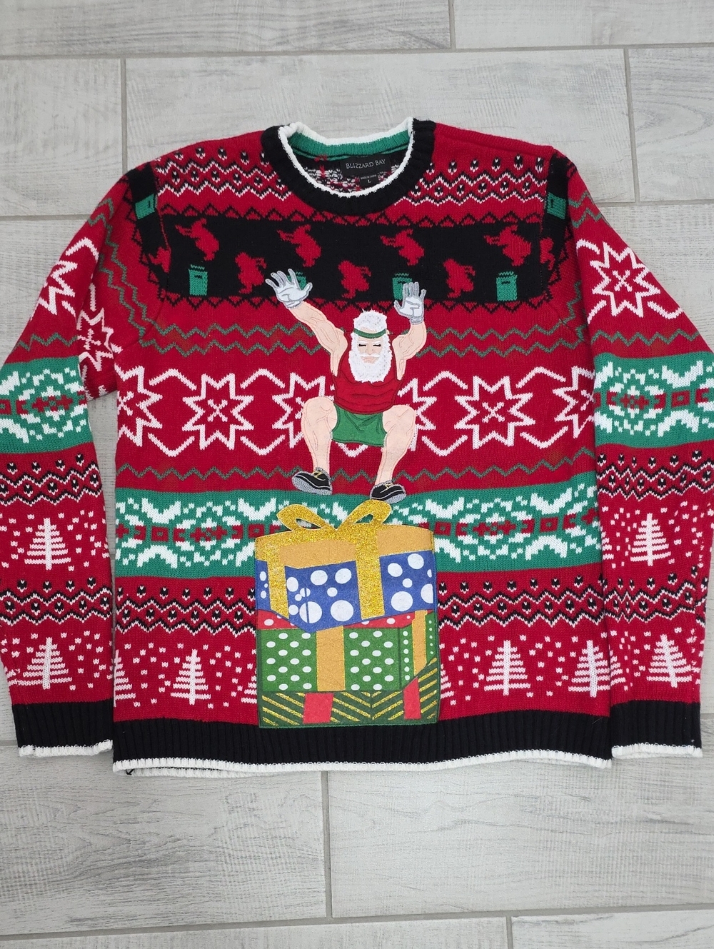 Ugly Christmas Sweater CrossFit Santa Box Jump Men's Large Drink Holder Gym Jock